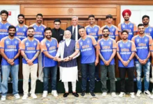 Team India with PM Narendra Modi