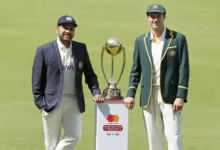 India and Australia captains with Border Gavaskar Trophy